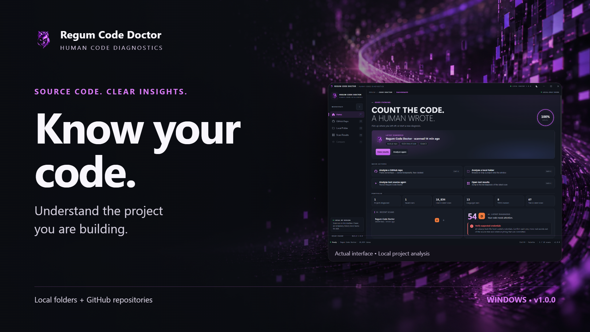 Regum Code Doctor — Understand your codebase. Keep analysis on your PC.